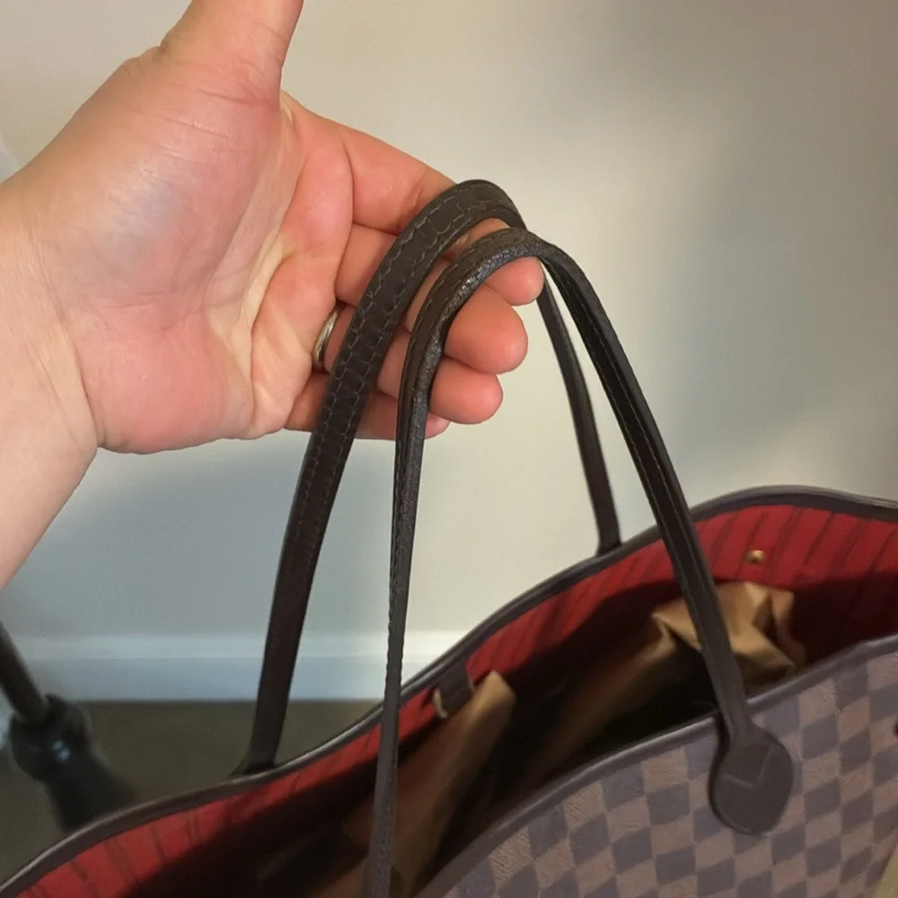 LOUIS VUITTON DAMIER EBENE NEVERFULL MM SHOULDER BAG WITH DUST BAG